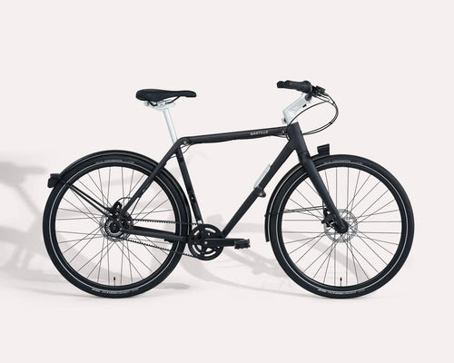 Black bicycle on a white background