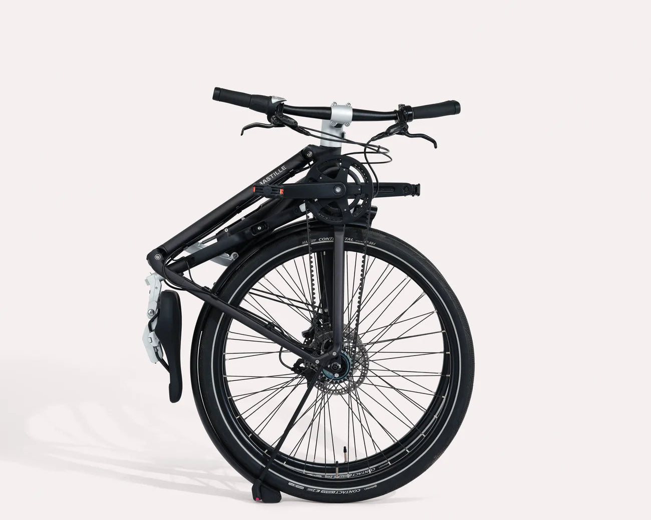 Black Folded Bastille bicycle on a white background