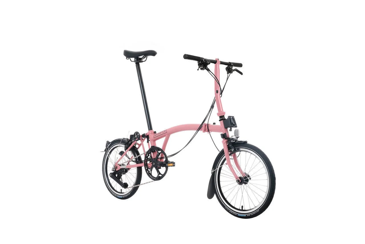 Pink bicycle on a white background
