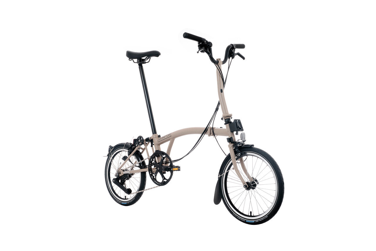 Brompton Foldable bicycle on a white background