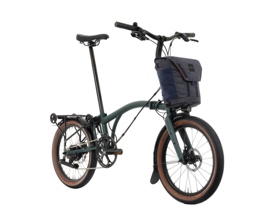 Forest Green Brompton G Line Folding bike on the white background.