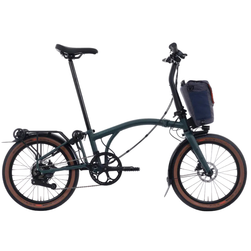 Forest Green Brompton G Line Folding bike on the white background.