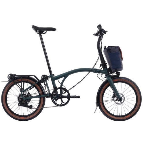 Forest Green Brompton G Line Folding bike on the white background.