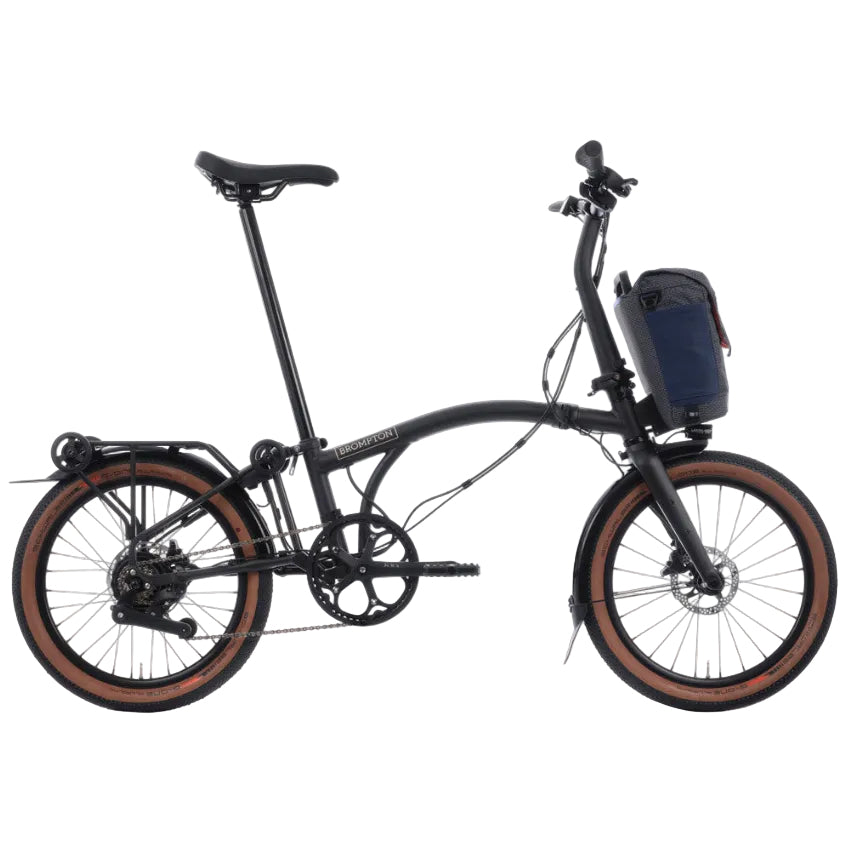 Brompton G Line Electric folding bike on the white background.