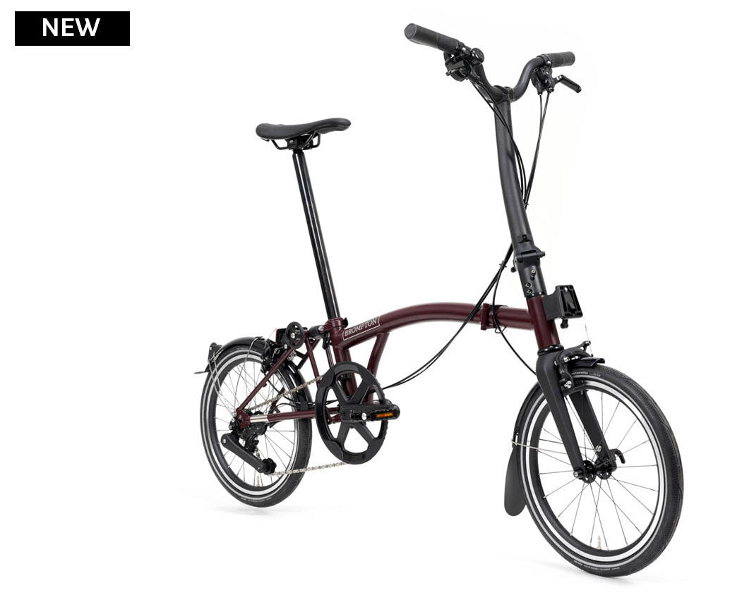 Brompton P Line bicycle on a white background with 'NEW' label