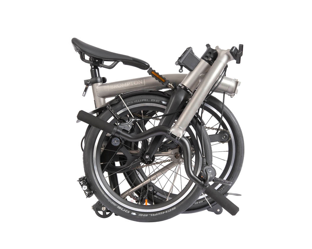 Folded bicycle on a white background