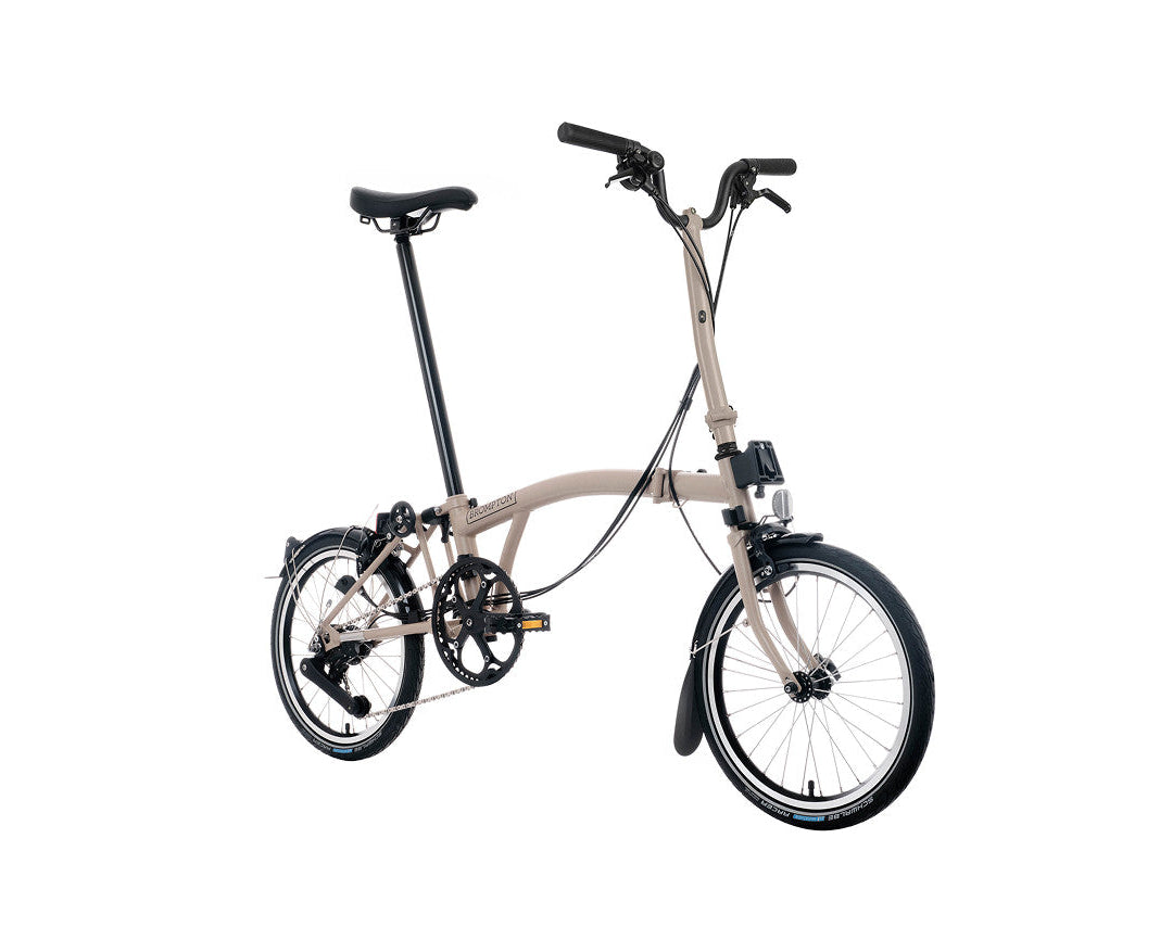 Brompton Foldable bicycle on a white background