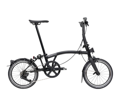Black folding bicycle on a white background