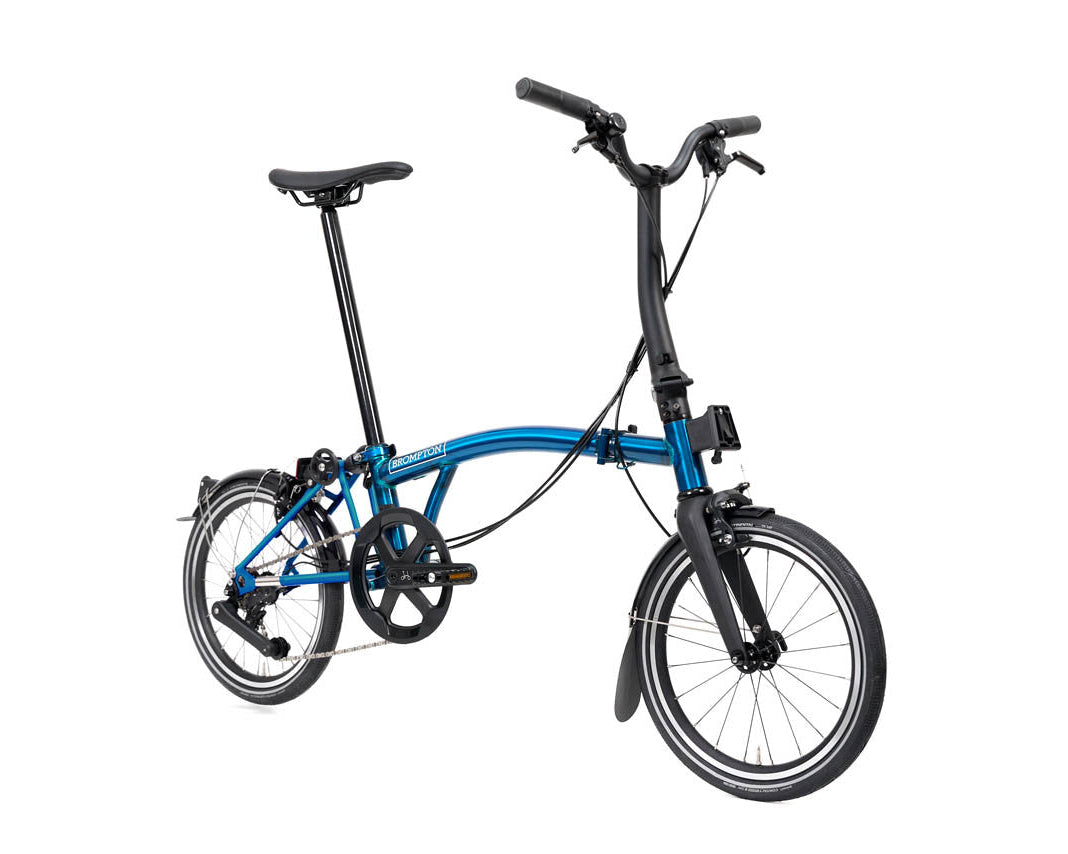 Brompton P Line folding bike on a white background