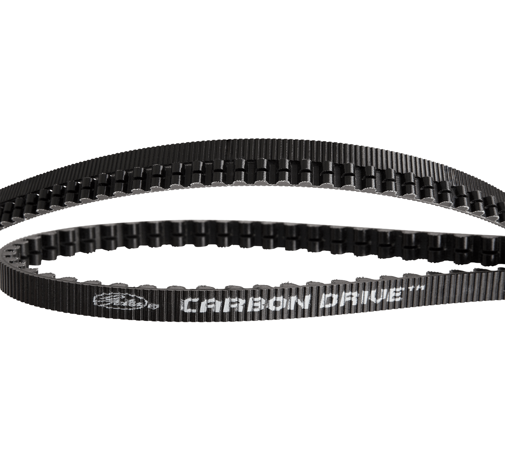 Carbon drive belt with 'Carbon Drive' branding on a black background