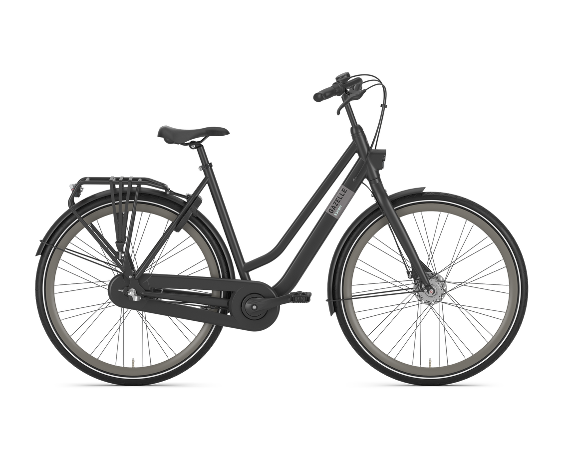 Black Gazelle Esprit bicycle on a white background
