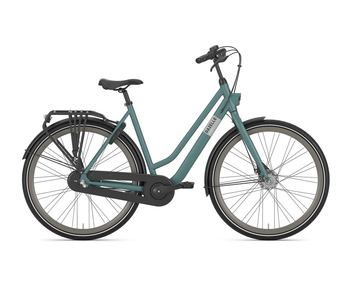 Green Gazelle Esprit bicycle on a white backround