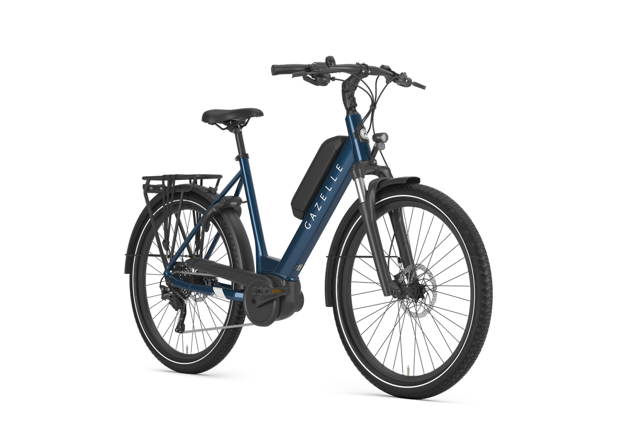 Blue electric bicycle on a white background