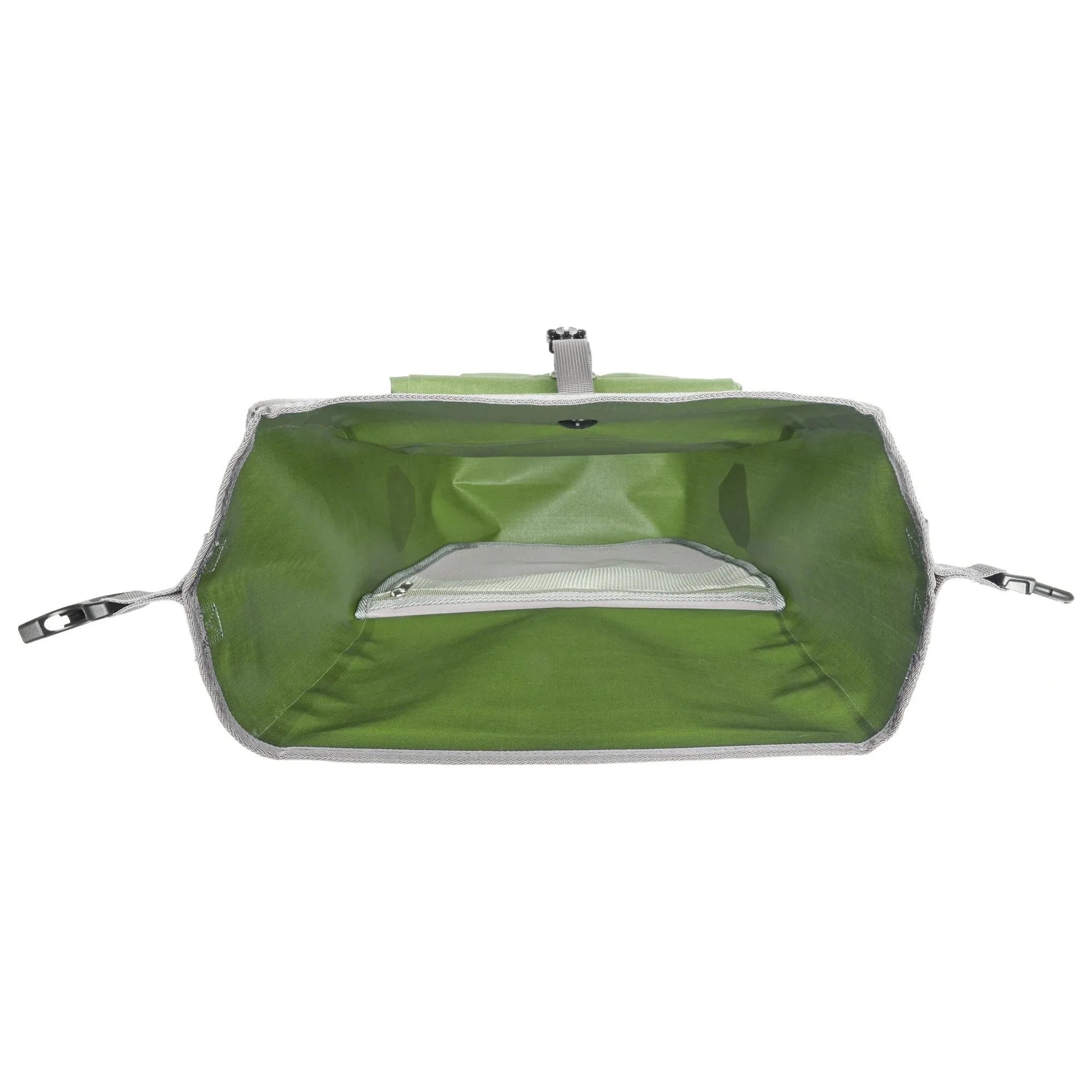 Green and white mesh bag on a white background