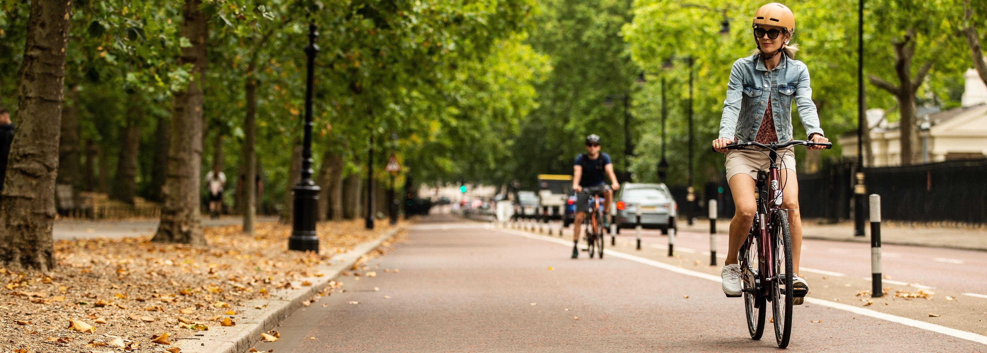 A person on a ridgeback bicycle ina park setting 