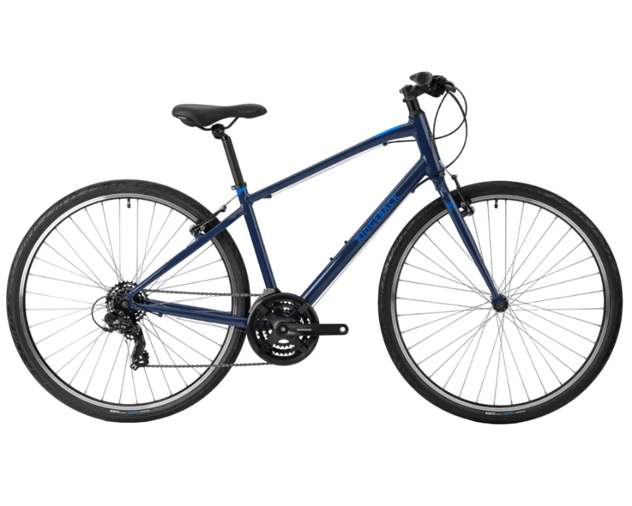 Blue Ridgeback motion bicycle on a white background