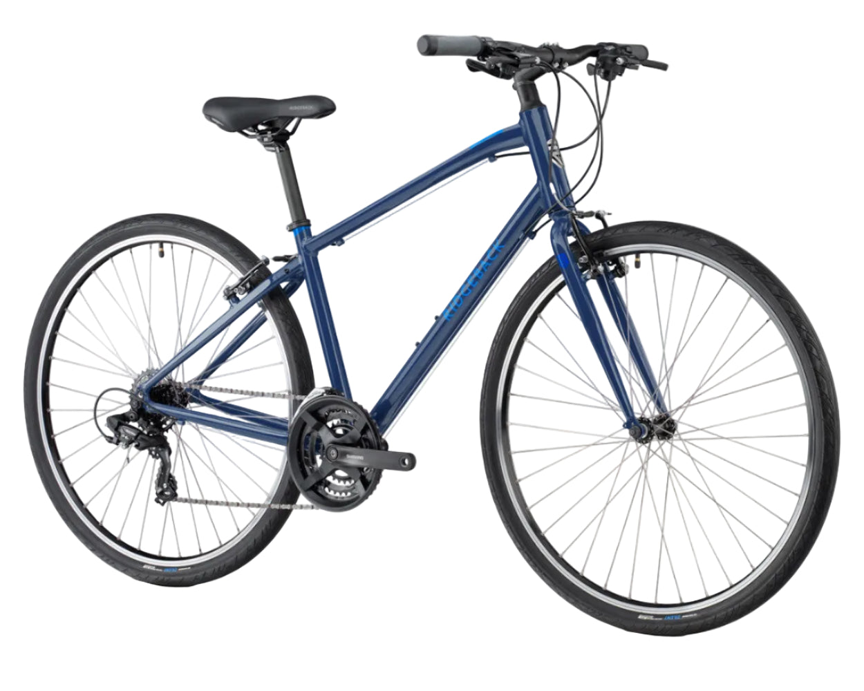 Ridgeback Motion Navy bicycle on the white background.