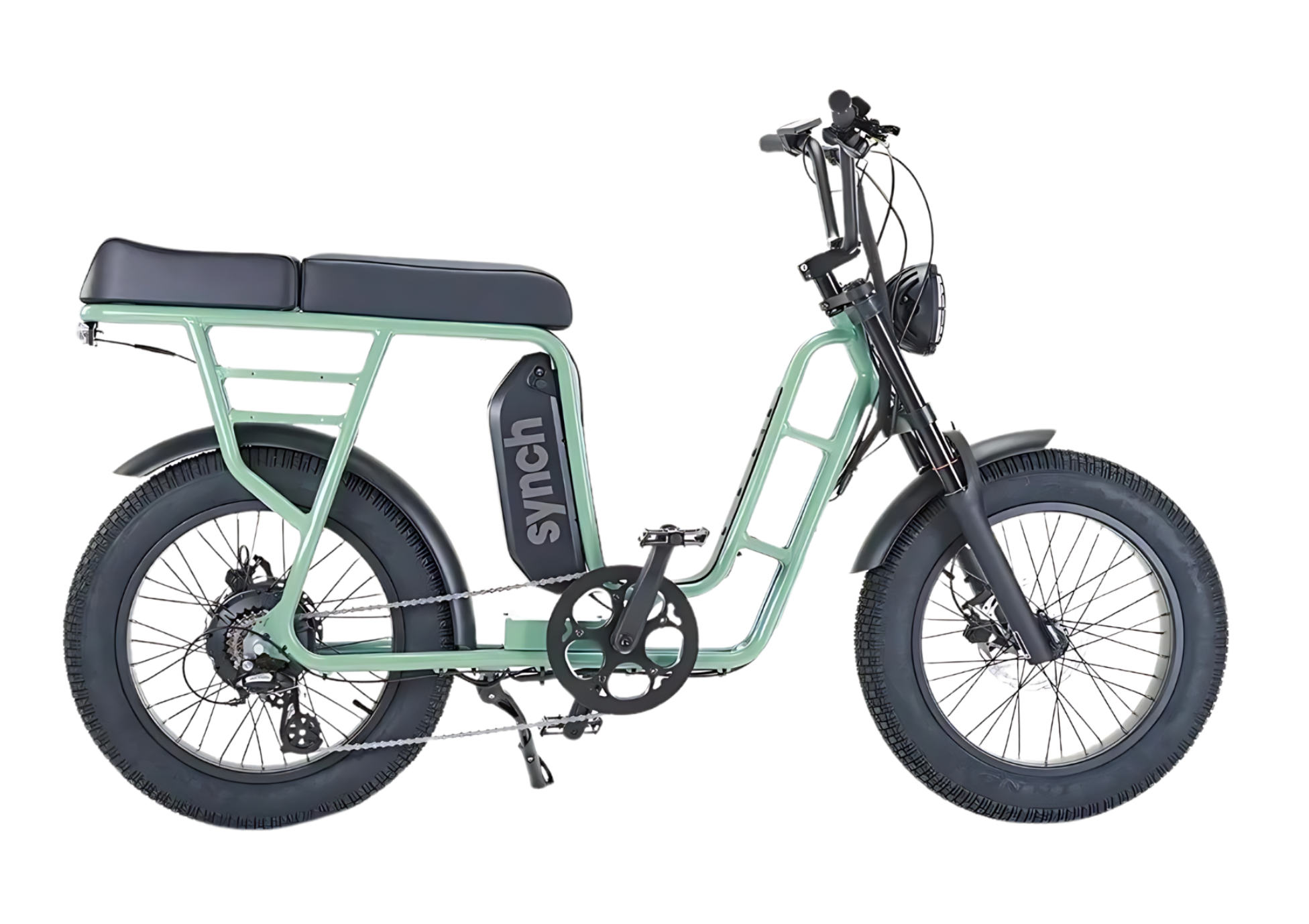 Synch Longtail Step Through Monkey 48V Electric Bike Fully Loaded in Minty