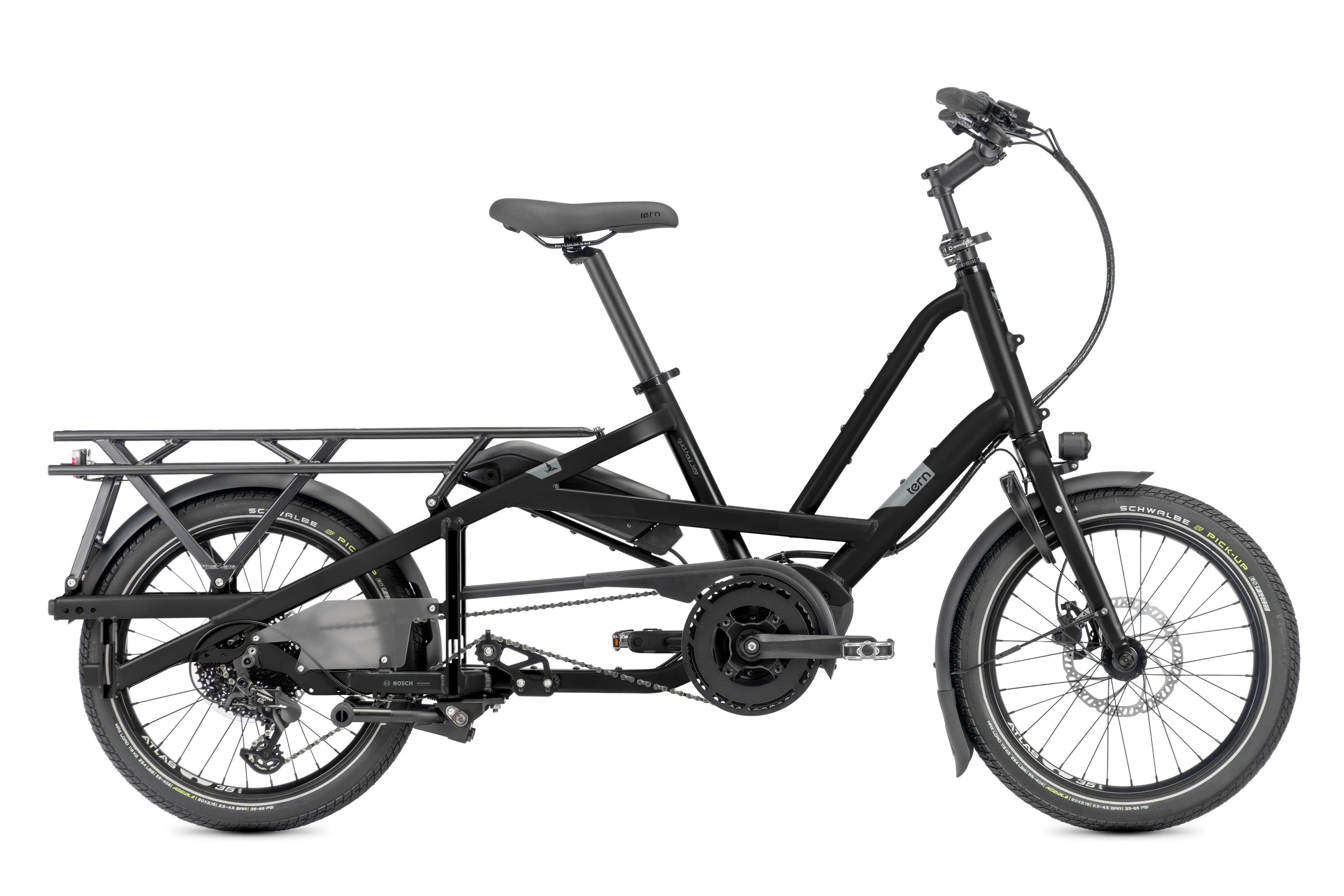 Black cargo bike on a white background