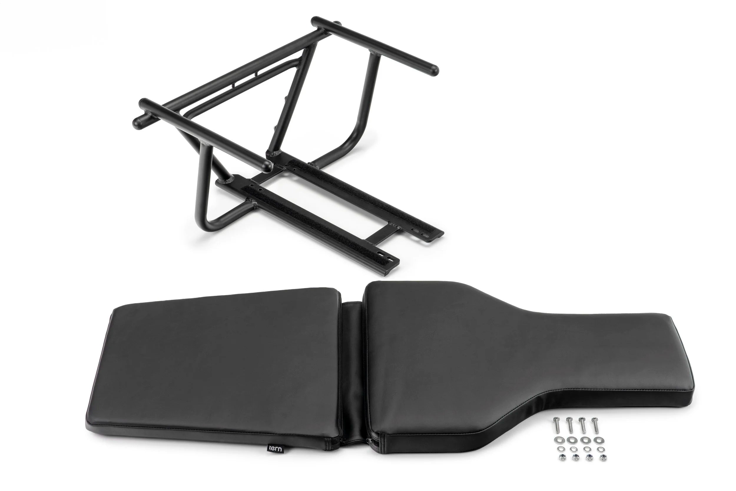 Black Tern cycle seat and stand on a white background