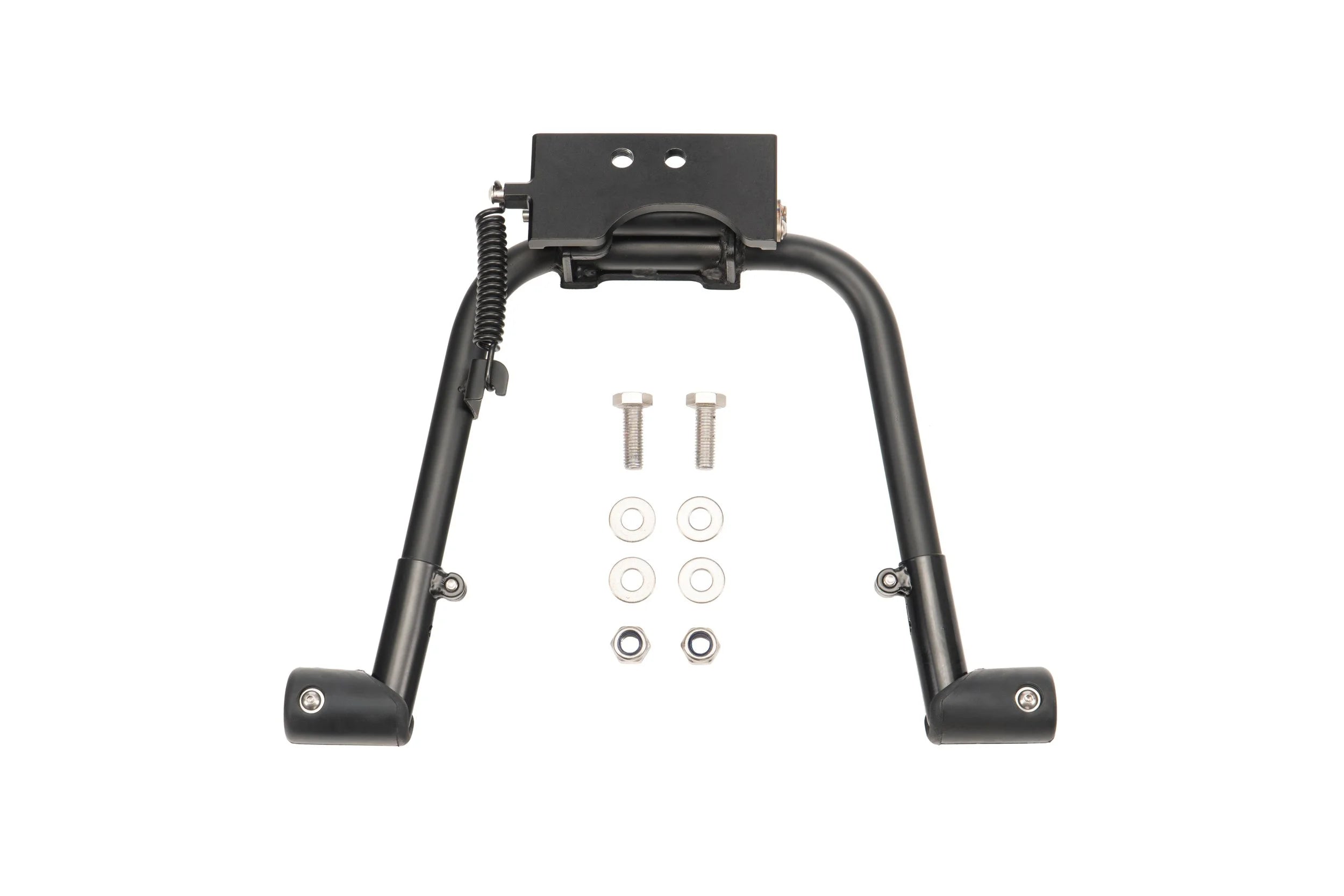 Black metal bicycle kickstand designed for Tern branded bicycles.