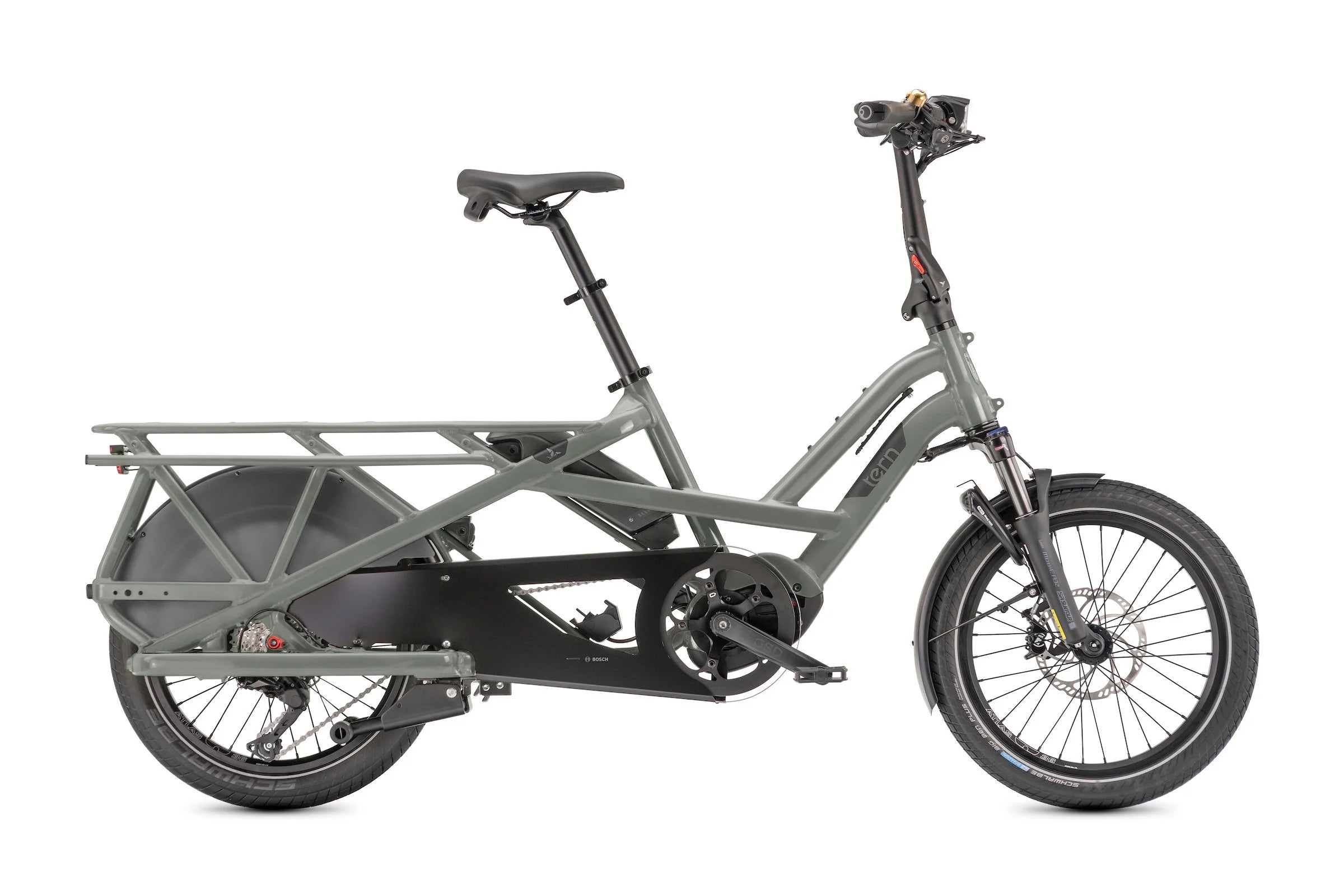 Gray cargo bike on a white background