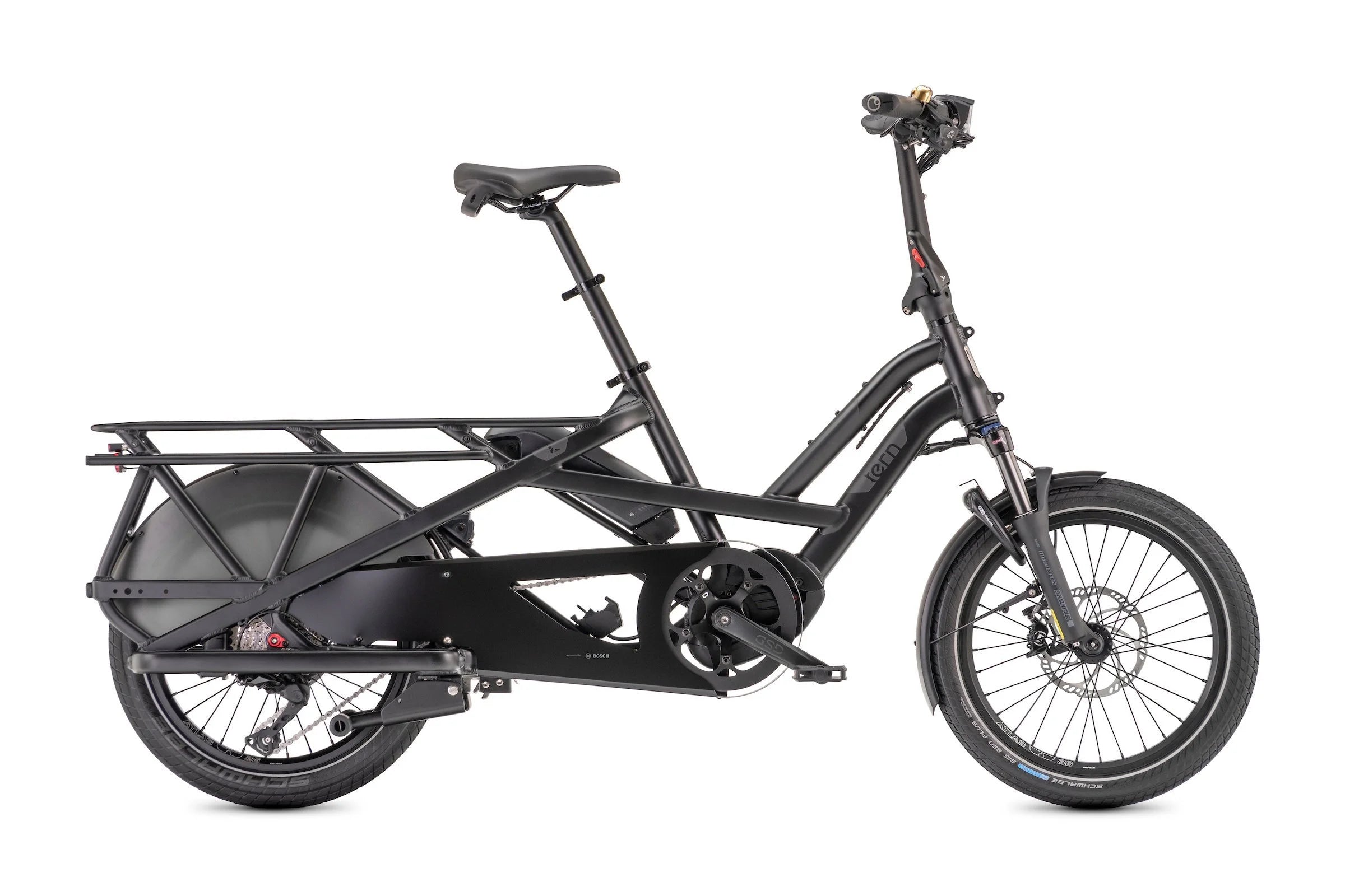 Black cargo bike on a white background