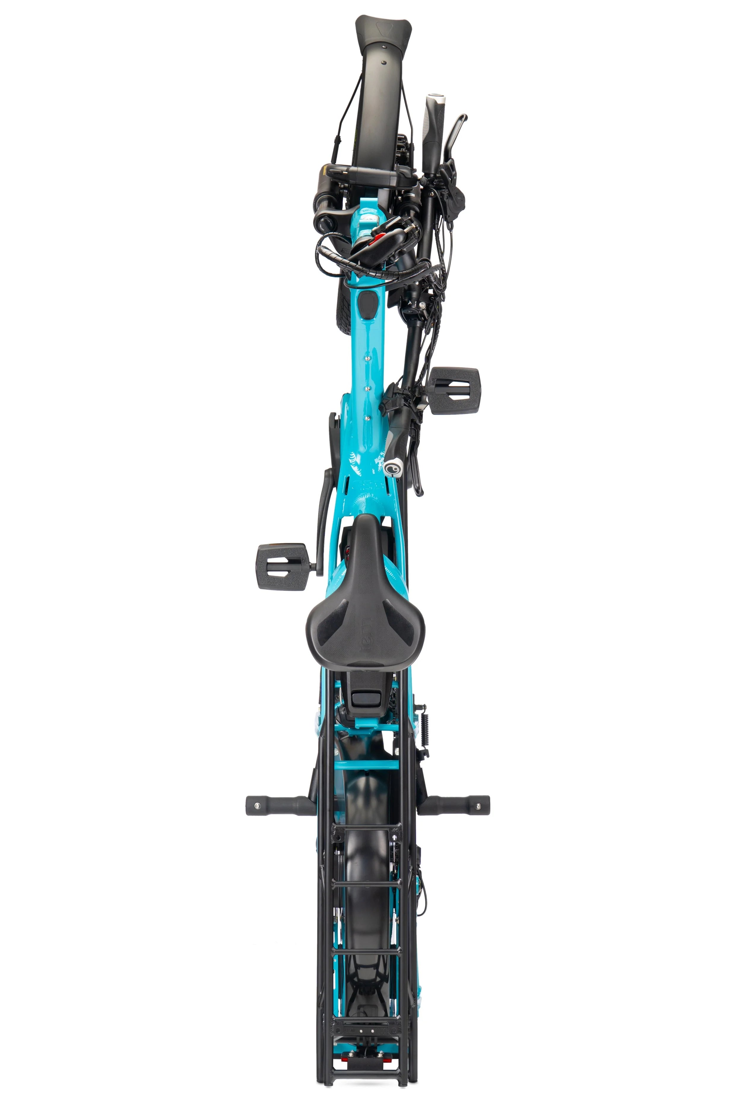 Blue and black  cargo bike  on a white background