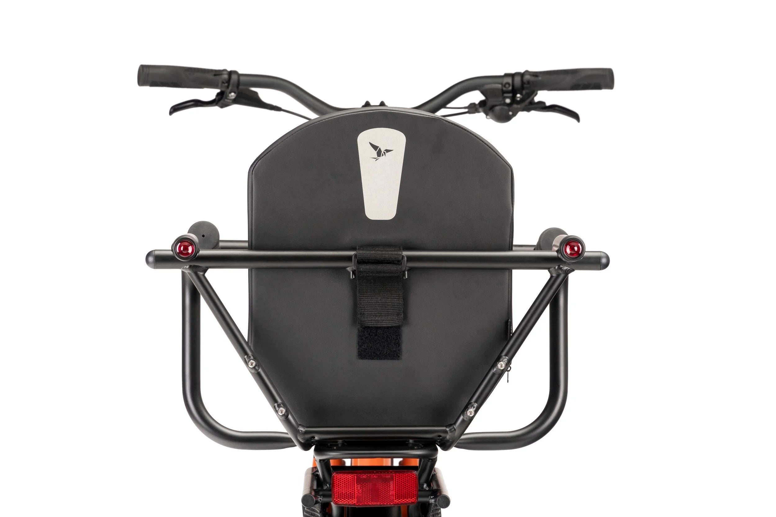Bicycle with a black child rack on a white background
