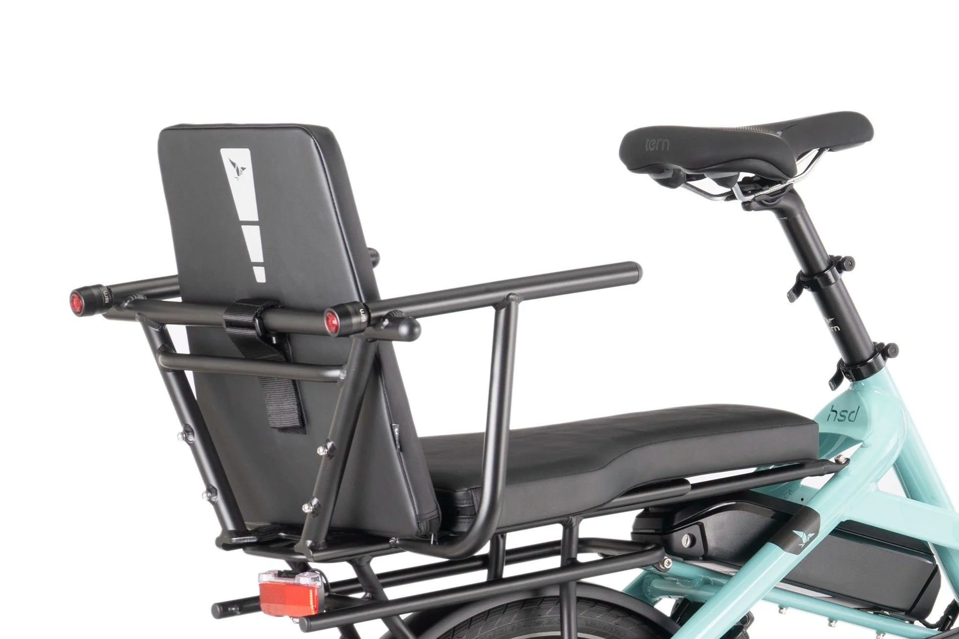 Bicycle with a child seat attachment on a white background