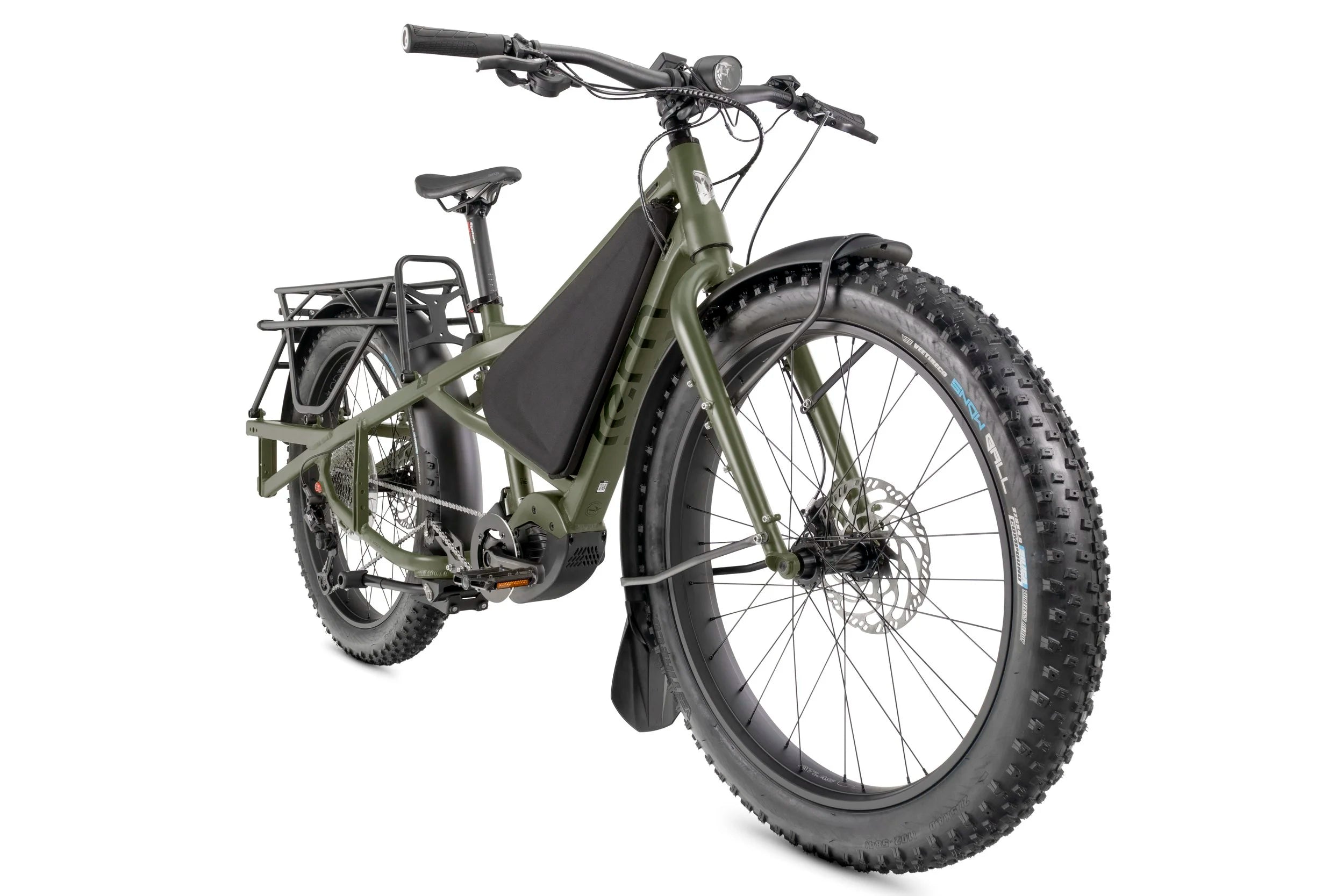 Green electric bike on a white background