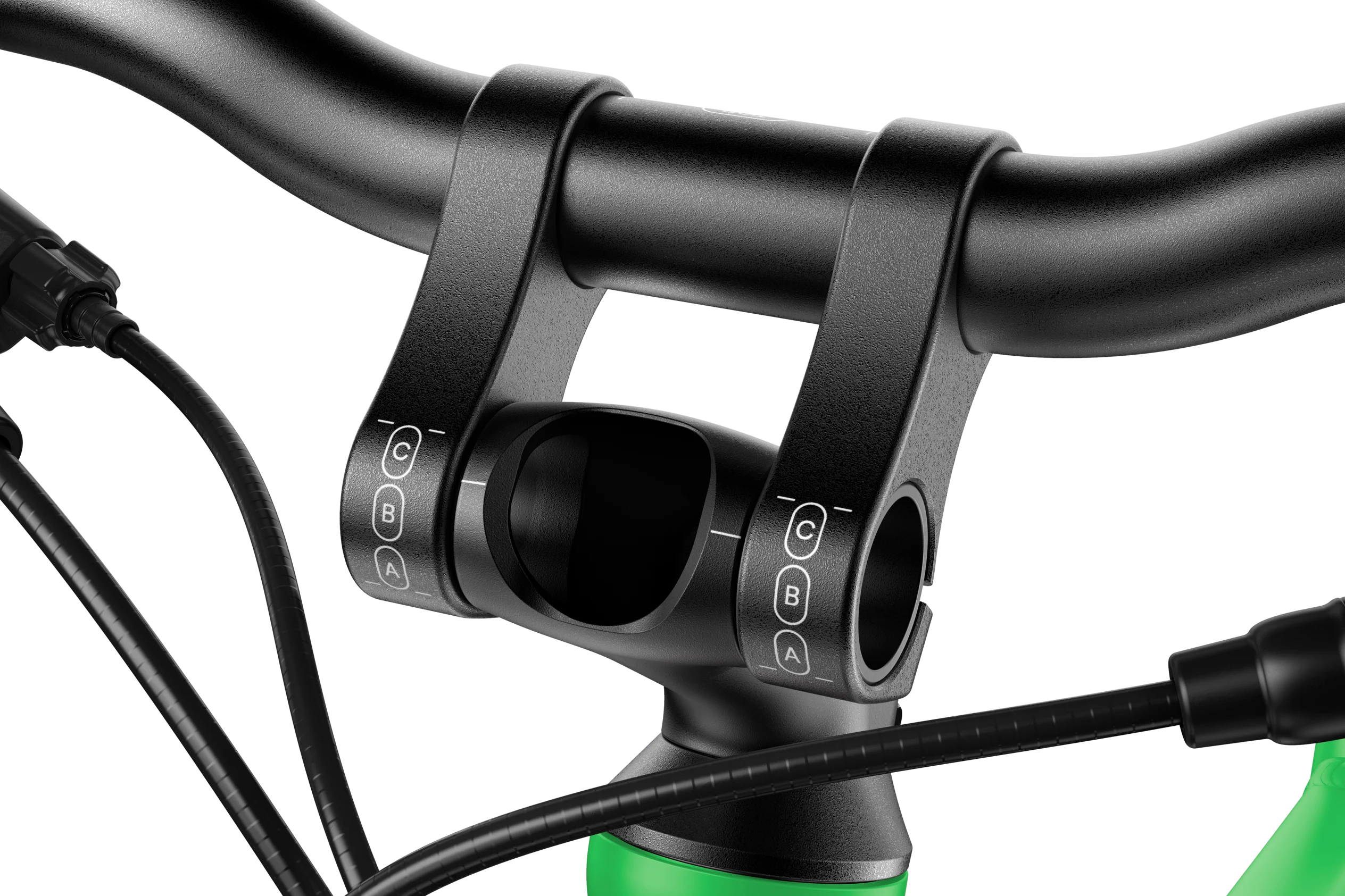 Close-up of a bicycle handlebar on a white background