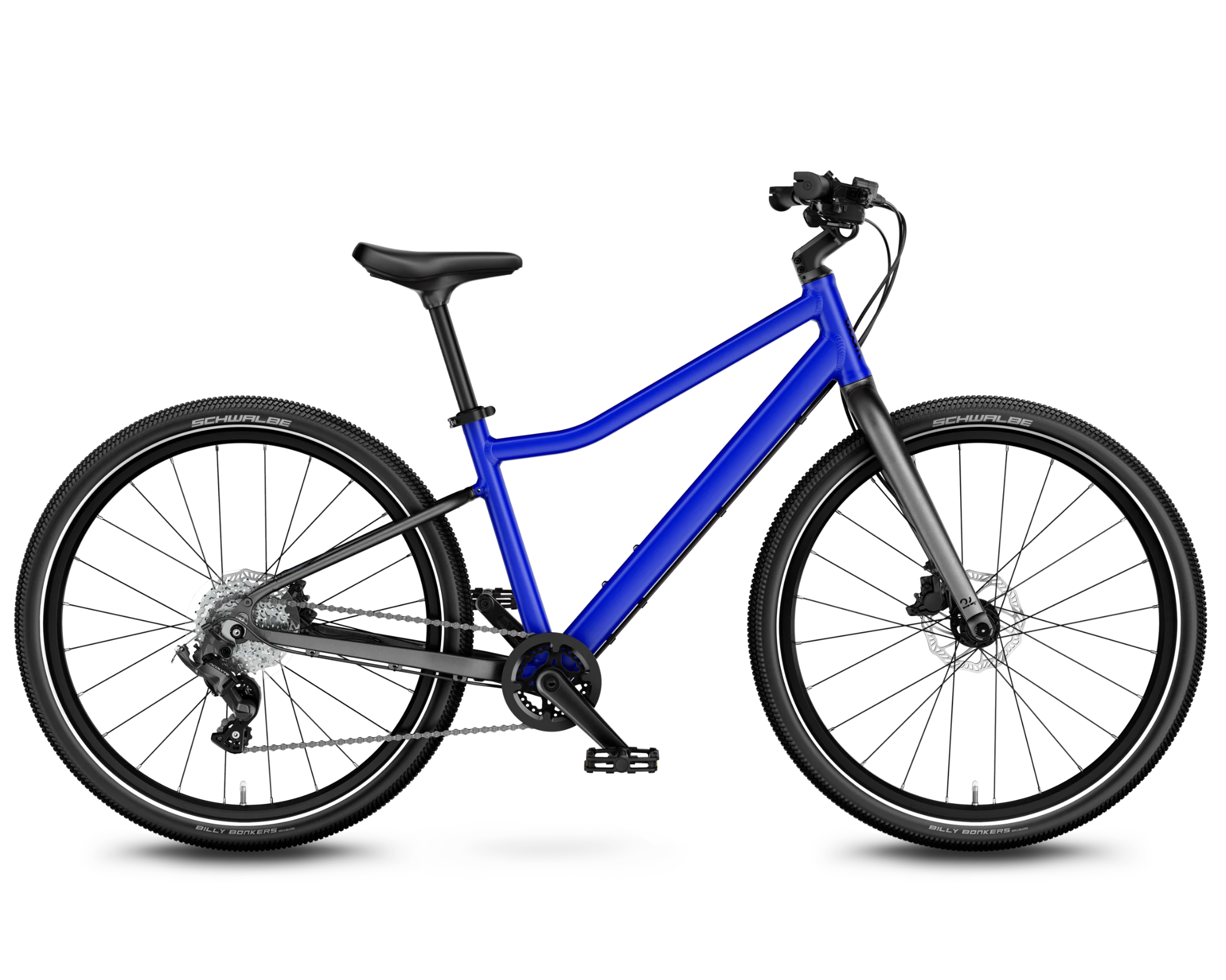 Blue Woom Exlpore 5 bicycle on a white background