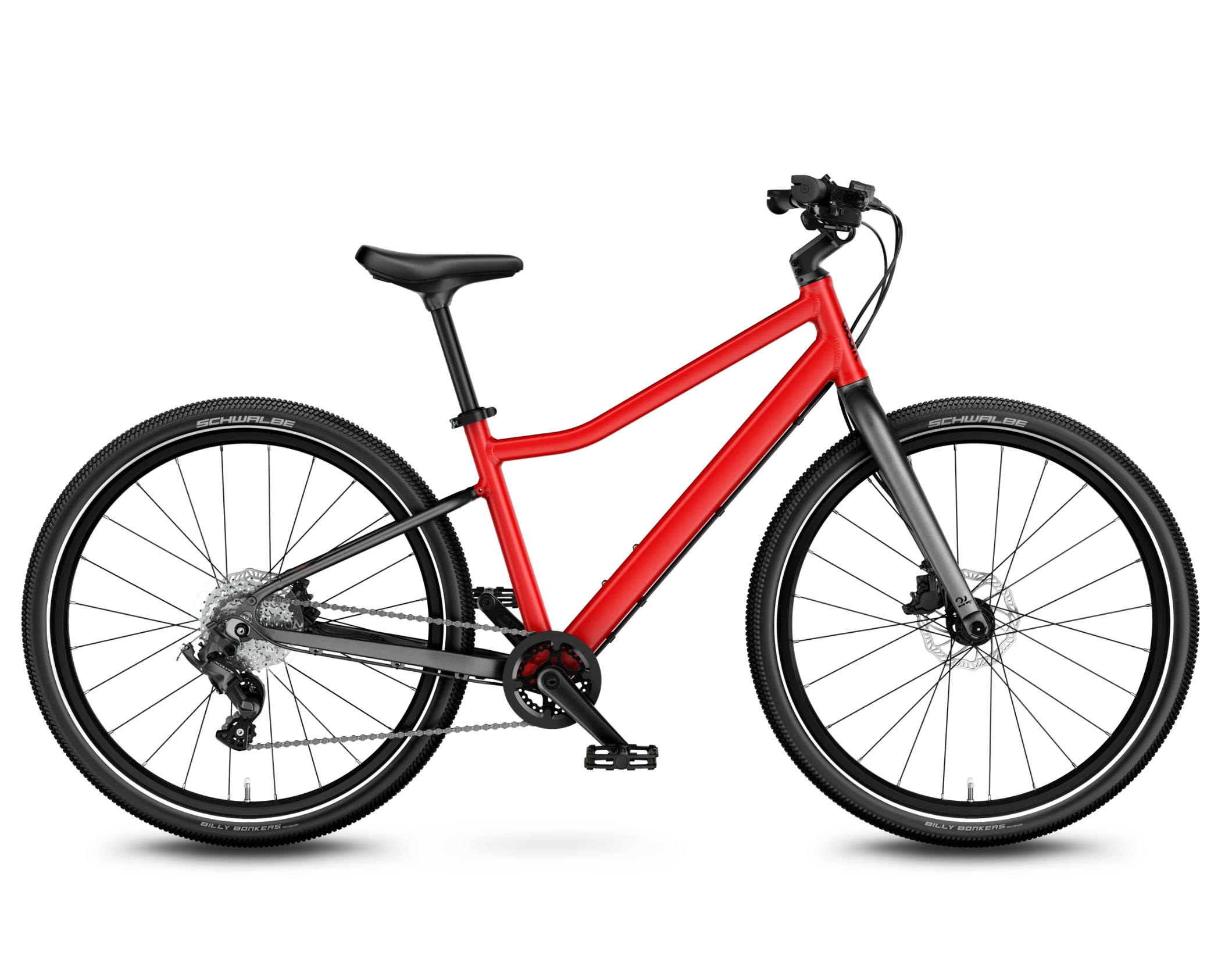 Red Woom Explore 5 bicycle on a white background