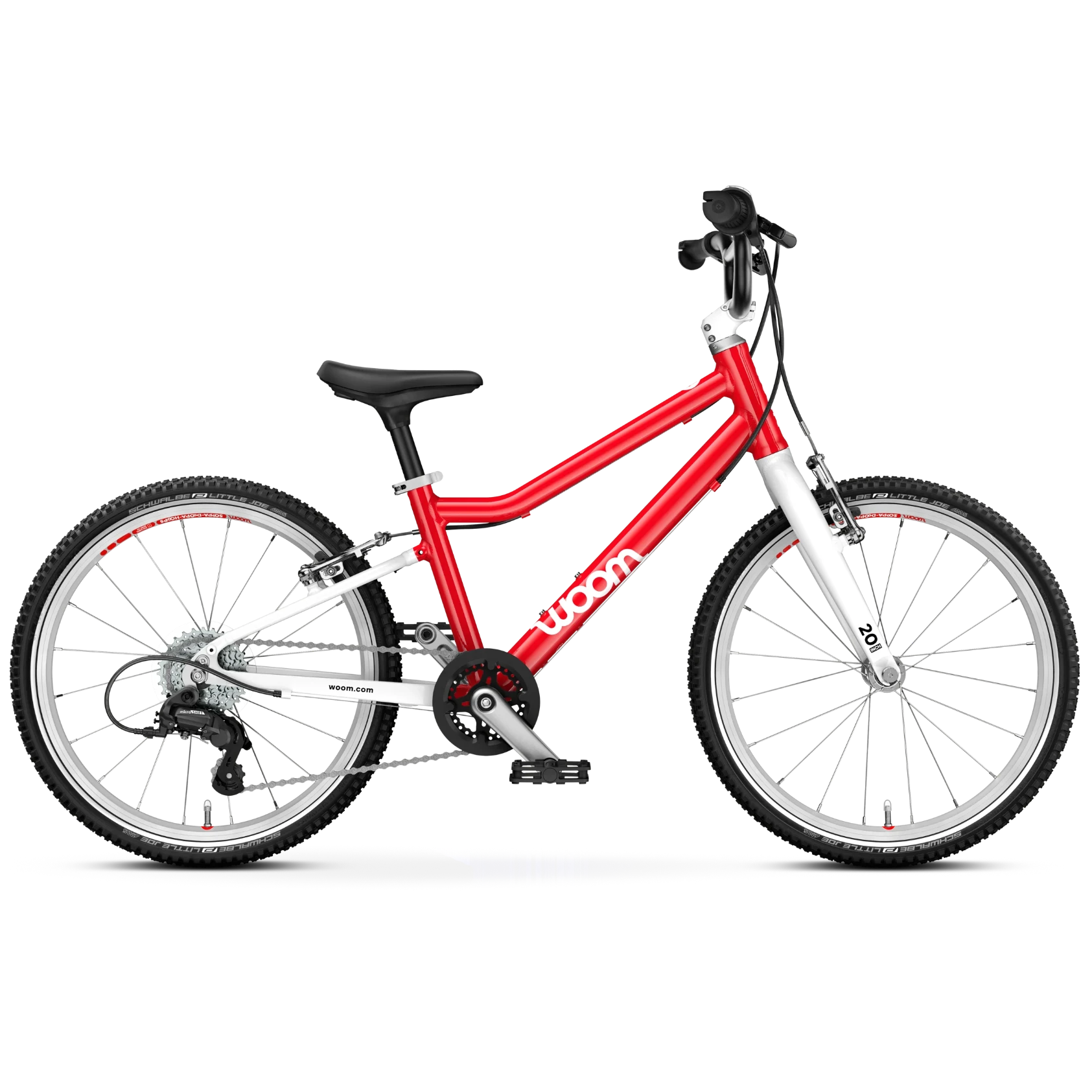 Woom Red children's bicycle on a white background