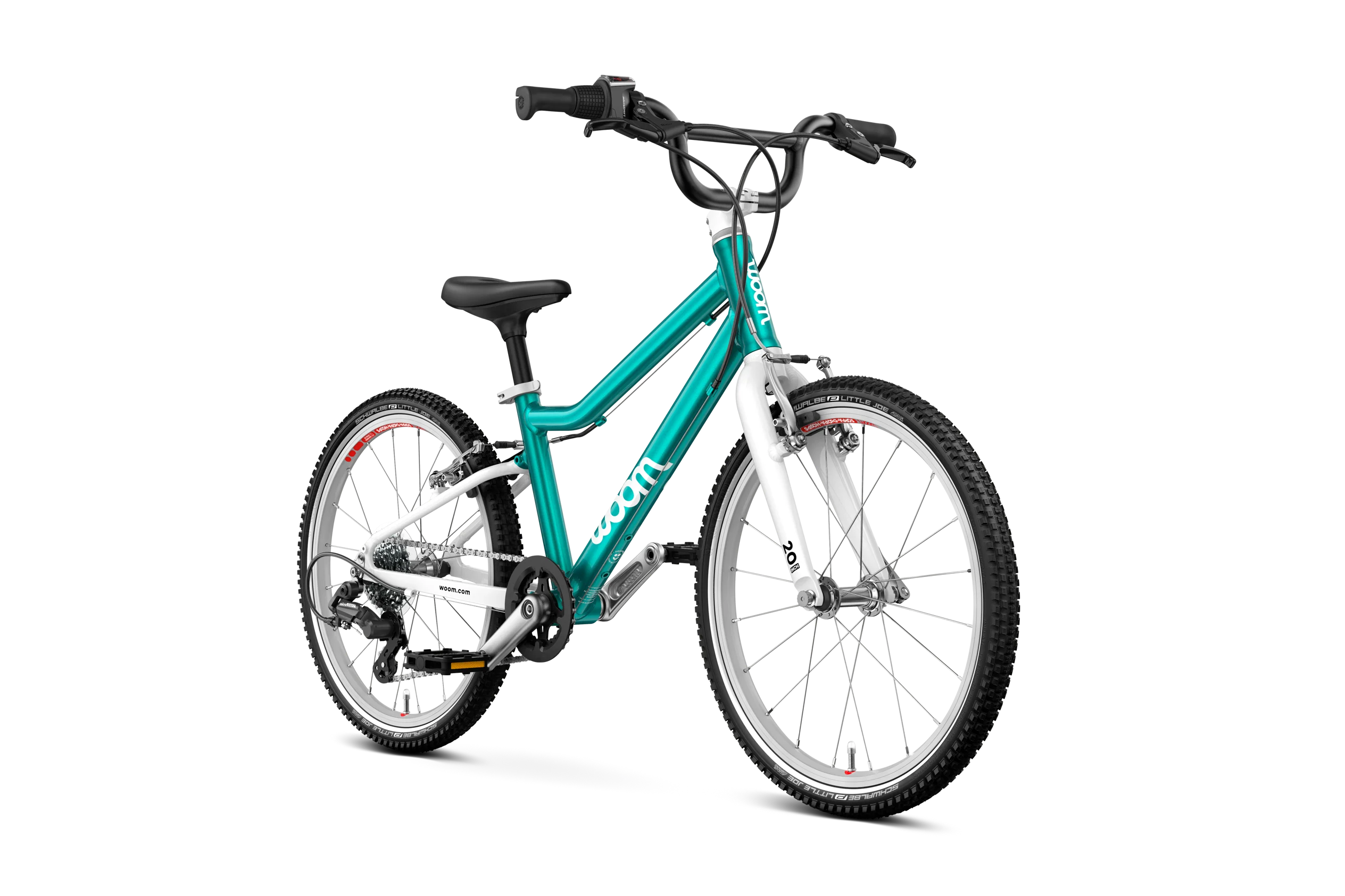 Turquoise children's bicycle on a white background