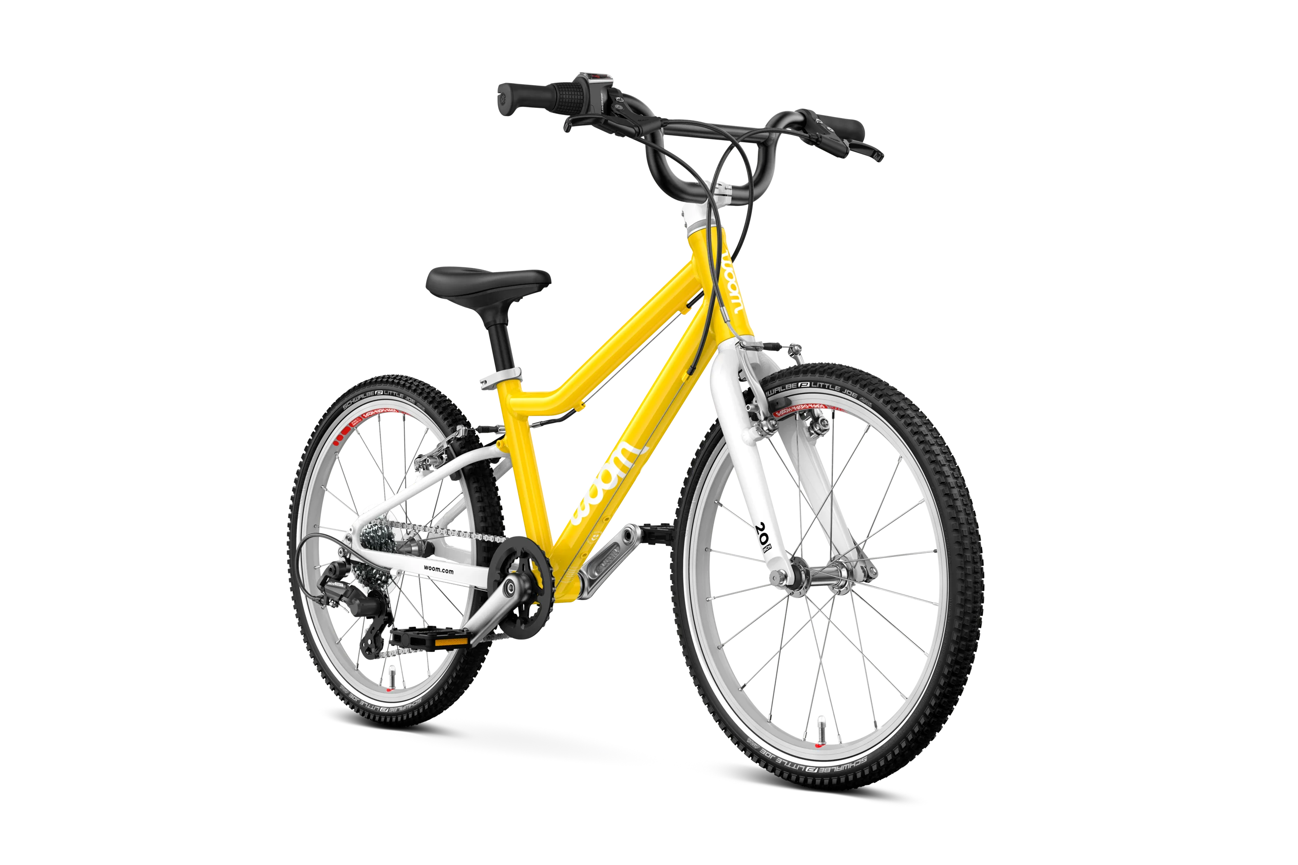 Yellow children's bicycle on a white background
