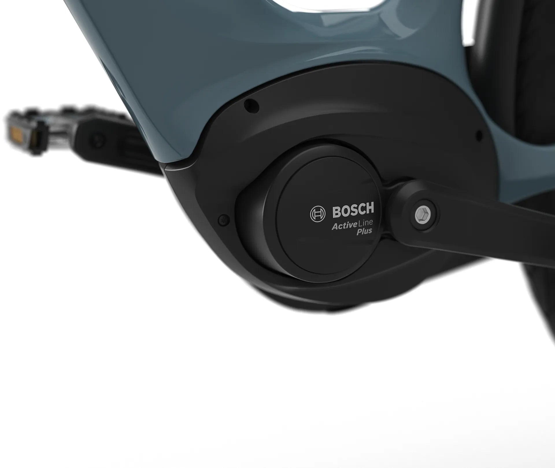 Close up of a Bosch Motor on a blue bike