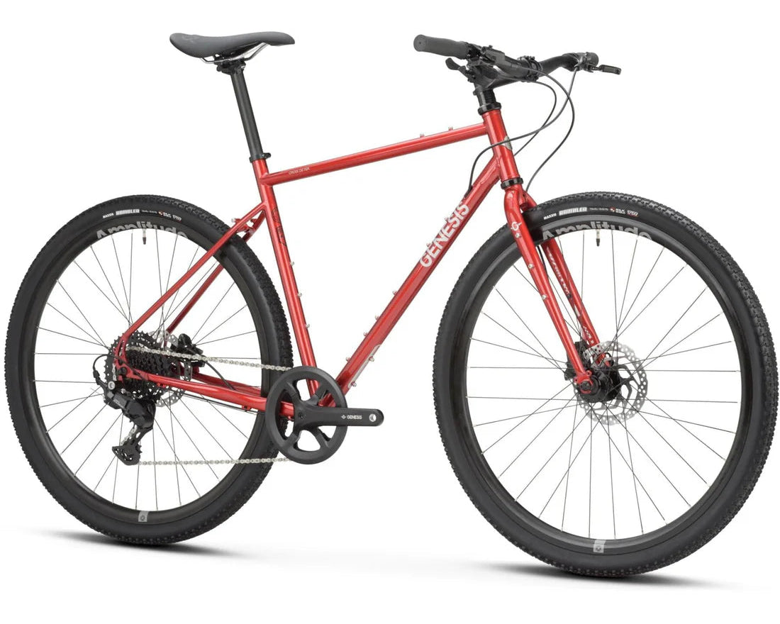 Red bicycle on a white background