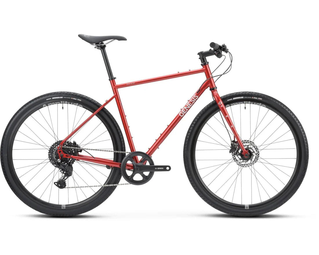Red bicycle on a white background