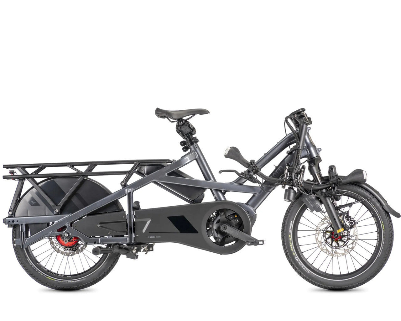 Grey Tern electric cargo bike on a white background